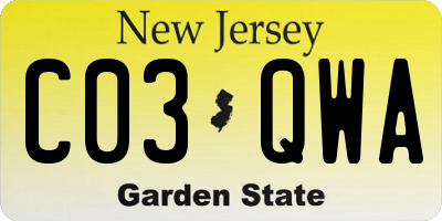 NJ license plate C03QWA