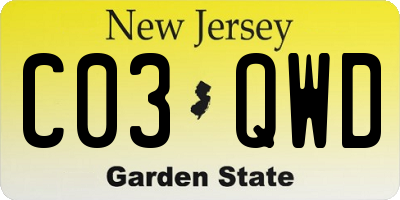NJ license plate C03QWD