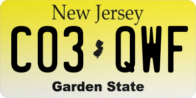 NJ license plate C03QWF