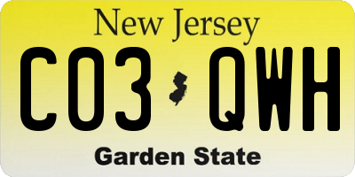 NJ license plate C03QWH