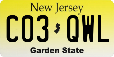 NJ license plate C03QWL