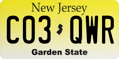 NJ license plate C03QWR