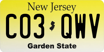 NJ license plate C03QWV