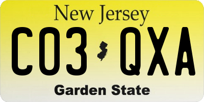 NJ license plate C03QXA