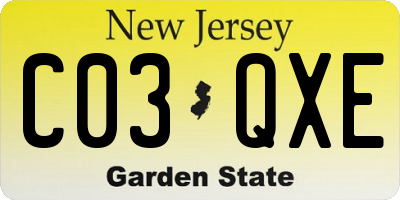 NJ license plate C03QXE