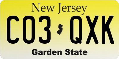 NJ license plate C03QXK