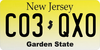 NJ license plate C03QXO