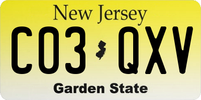 NJ license plate C03QXV