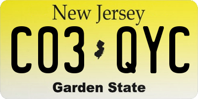 NJ license plate C03QYC