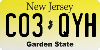 NJ license plate C03QYH