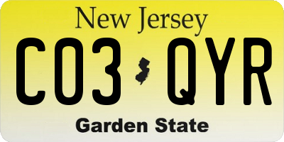 NJ license plate C03QYR