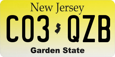 NJ license plate C03QZB