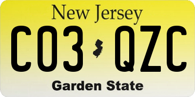 NJ license plate C03QZC
