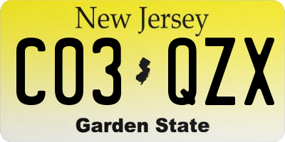 NJ license plate C03QZX