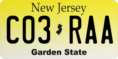NJ license plate C03RAA