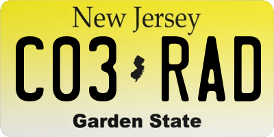 NJ license plate C03RAD
