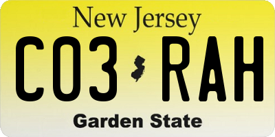 NJ license plate C03RAH