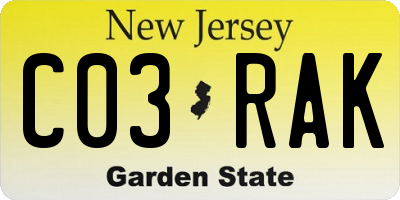 NJ license plate C03RAK