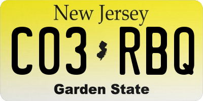 NJ license plate C03RBQ