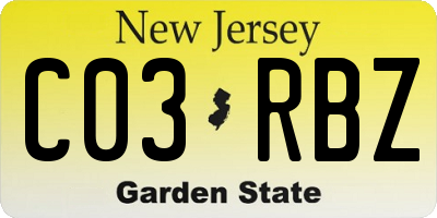 NJ license plate C03RBZ