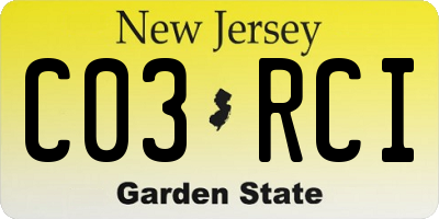 NJ license plate C03RCI