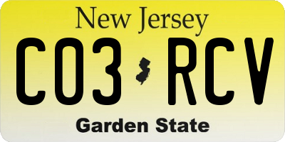 NJ license plate C03RCV