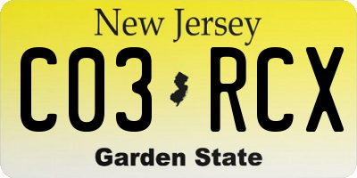 NJ license plate C03RCX