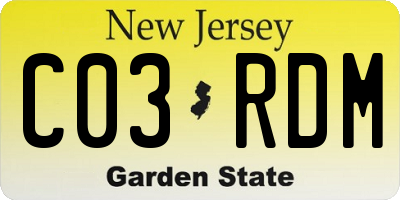 NJ license plate C03RDM