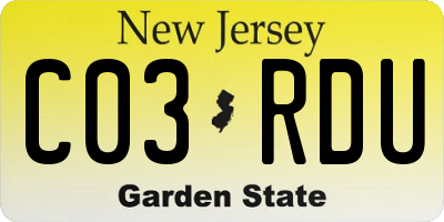 NJ license plate C03RDU