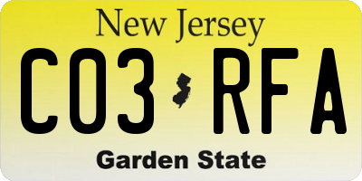 NJ license plate C03RFA