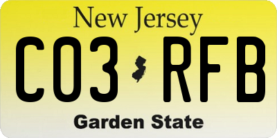 NJ license plate C03RFB