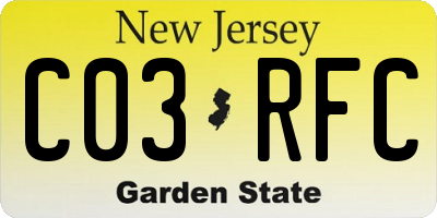 NJ license plate C03RFC