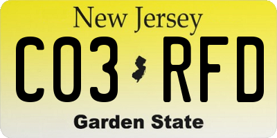 NJ license plate C03RFD