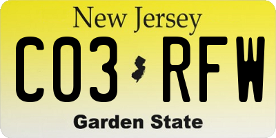NJ license plate C03RFW