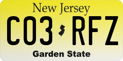 NJ license plate C03RFZ