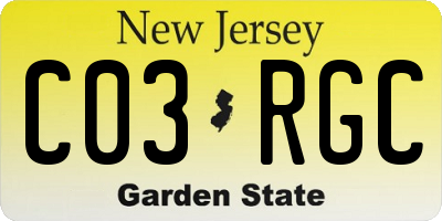NJ license plate C03RGC