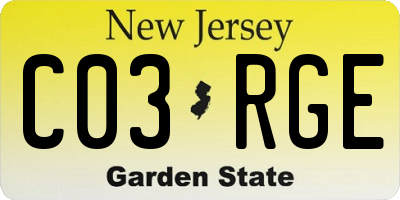 NJ license plate C03RGE