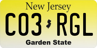 NJ license plate C03RGL