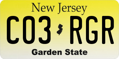 NJ license plate C03RGR