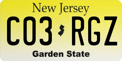 NJ license plate C03RGZ