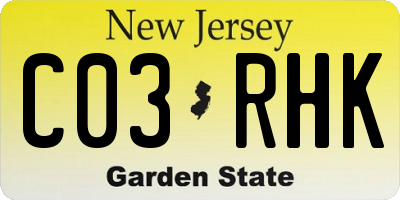 NJ license plate C03RHK