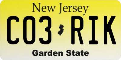 NJ license plate C03RIK