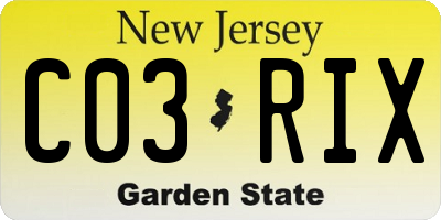 NJ license plate C03RIX