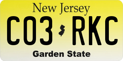 NJ license plate C03RKC