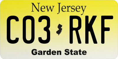 NJ license plate C03RKF