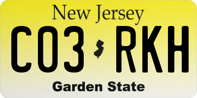 NJ license plate C03RKH
