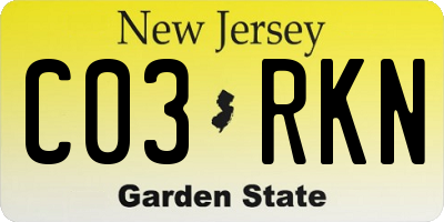 NJ license plate C03RKN