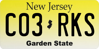NJ license plate C03RKS