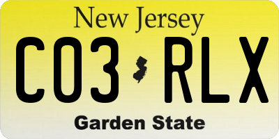 NJ license plate C03RLX
