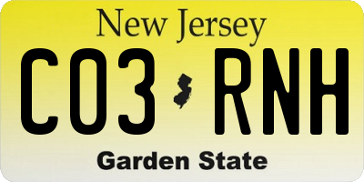 NJ license plate C03RNH